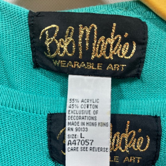 BOB MACKIE VINTAGE RARE FIND OPEN FRONT CARDIGAN SWEATER SET SLEEVED SHELL L - Picture 5 of 6
